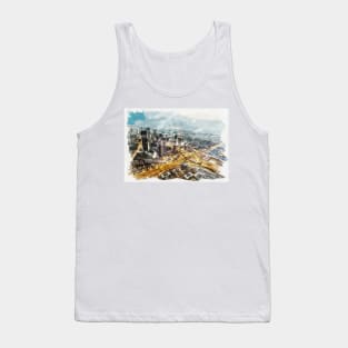 Dubai UAE Unique Watercolor Travel Souvenir Fine Art Painting Tank Top